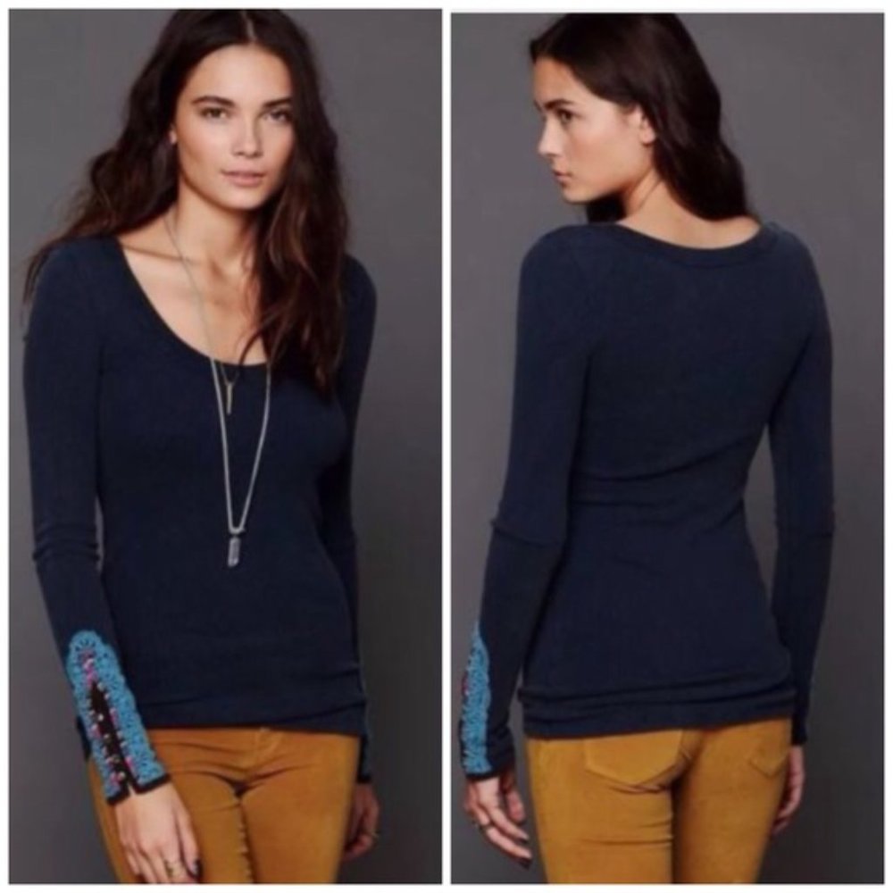 Free People meadow fiesta thermal long sleeve top